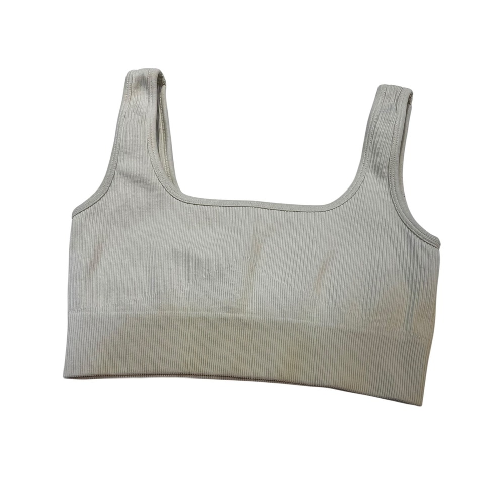 OQQ Cream Ribbed Sports Bra Women's Size Small active wear workout athleisure